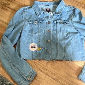 Boom boom jeans cropped embellished denim jacket size XL